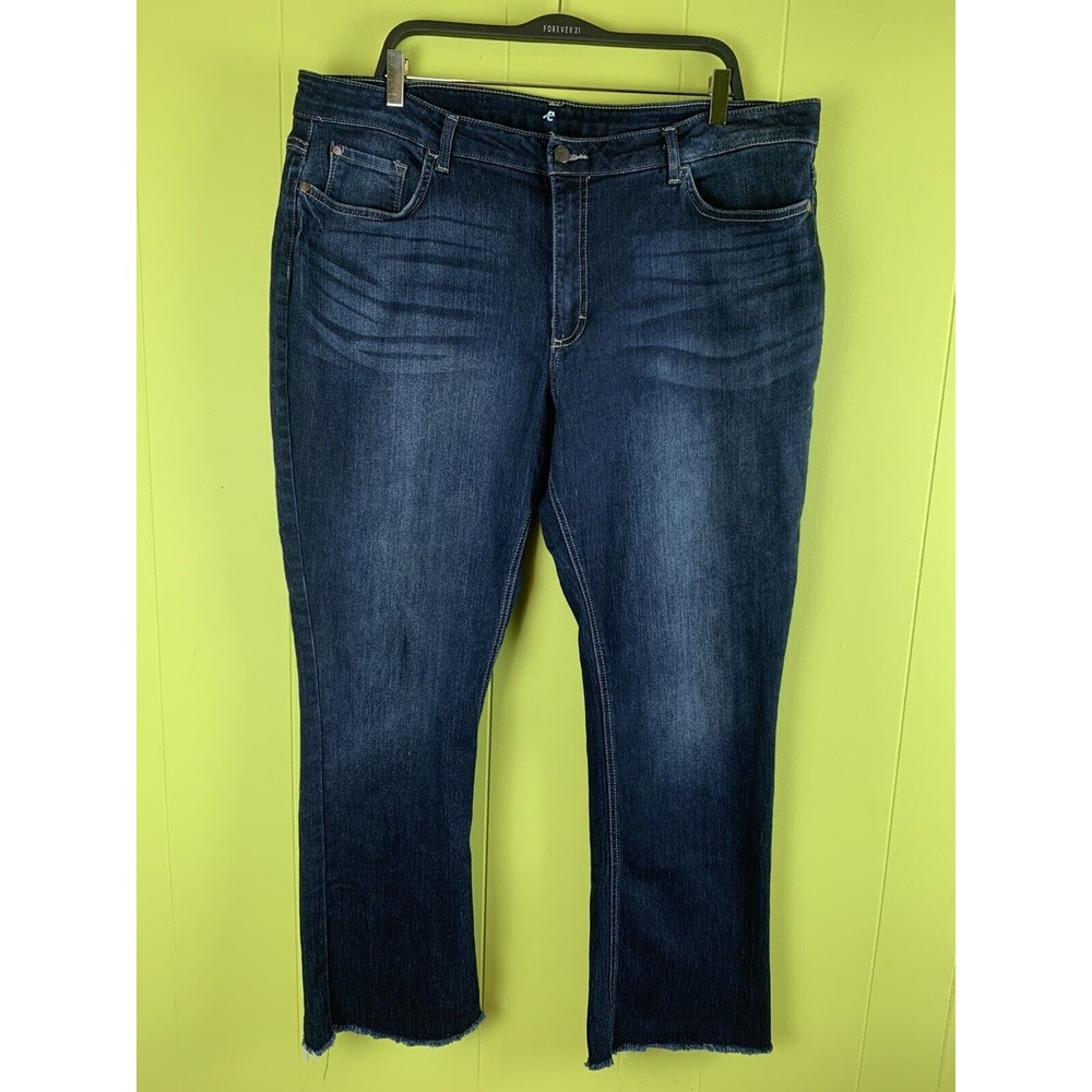 Lee Riders Women's Straight Blue Jeans 42 W 29L Stretch Cotton Blend Raw Hem